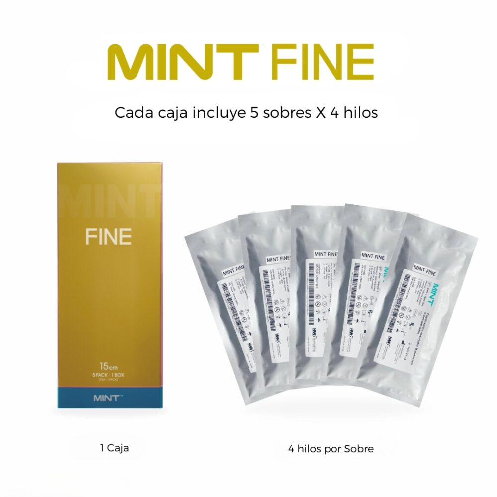 Caja de hilos Mint Fine dispuesta para su uso en clínicas estéticas para lifting facial