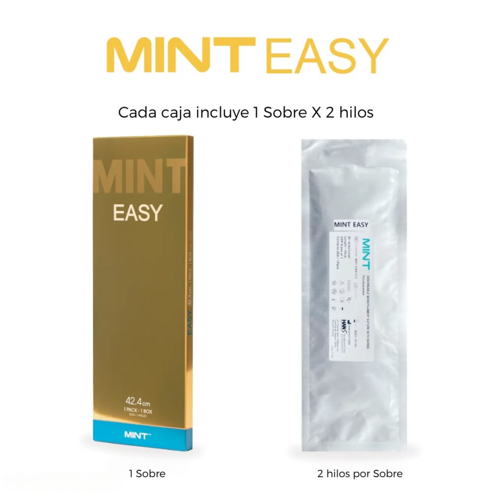 Caja de hilos Mint Easy en presentación con 2 hilos para procedimientos rápidos