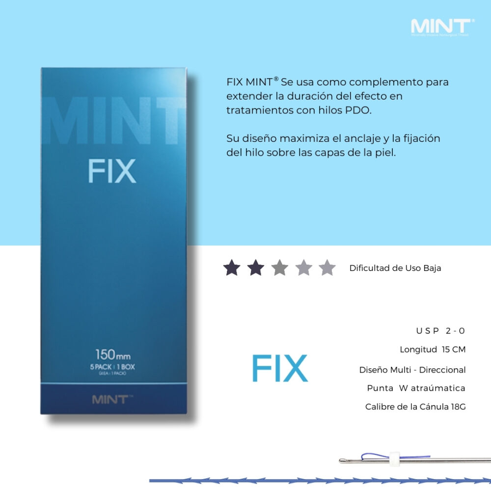 Caja con 20 hilos Mint Fix, estériles y listos para procedimientos de lifting facial